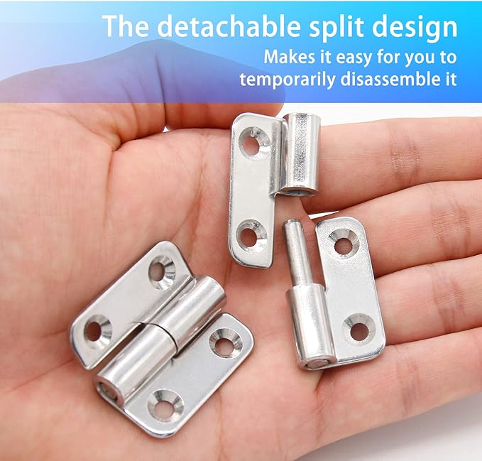 Bonsicoky 2 Pcs Stainless Steel Left Lift-Off Hinges, 1.5 Inch Detachable Slip Joint Small Flag Hinges with Screws