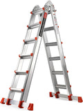 Soctone Ladder, A Frame Extension Ladder, Multi Position with Stabilizer Bar, 330 lbs Weight Rating Telescoping Ladder for Household or Outdoor Work, 22.5 Ft, Orange