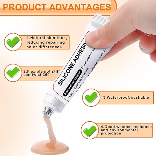 Lounsweer 1 Pcs Silicone Adhesive Glue for Skin Doll Repair Flesh Color Soft Adhesive Rubber Repair Glue for Filling Silicone Baby Doll Cavities Rubber Molds Halloween SFX Makeup