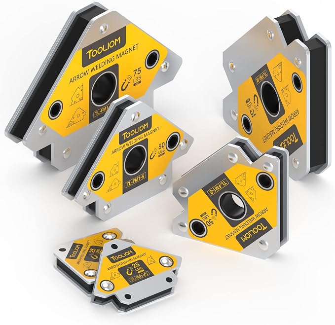 TOOLIOM Arrow Welding Magnets 6Pcs 25LB & 50 LB & 75 LB Strong Hold Magnetic Welding Holder Welder Magnet Set Welding Accessories