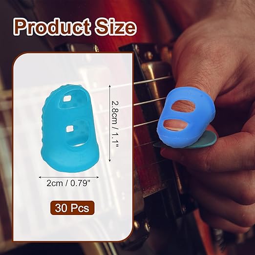 PATIKIL Finger Tip Covers Cots, Light Blue Silicone Finger Protectors Gloves Breathable Reusable Fingertip Caps with Air Holes for Dry Skin Finger Cracking, M, 30 Pcs