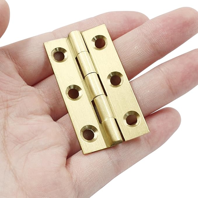 Murtenze 8 Pcs 2 Inch Mini Solid Brass Hinges，Brass Cabinet Hinges Small Box Hinges Butt Hinges for Cabinet, Drawer, Wood Box