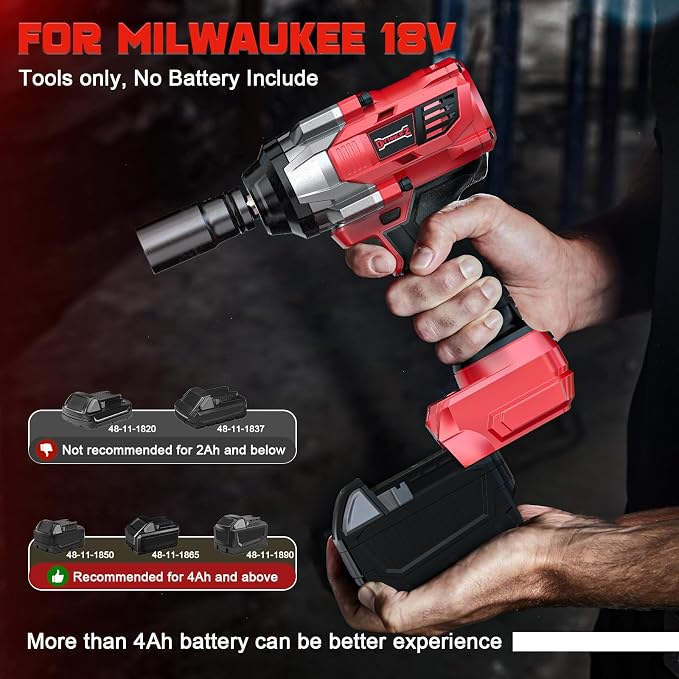 DIYtoolifz Cordless Impact Wrench 1/2 inch Compatible with Milwaukee 18V Battery, 1000 FT-LBS(1360N.m) Electric Impact Gun, High Torque Power Impact Driver with 6Pcs Sockets & Storage Case (Tool Only)