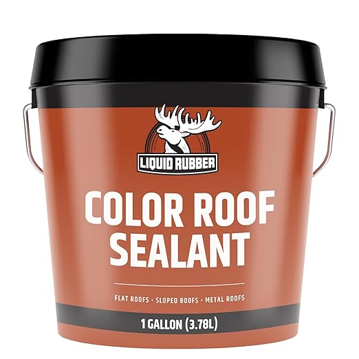 Liquid Rubber Color Roof Sealant- Elastomeric Waterproof Coating for Flat, Low-Slope & Metal Roofs, Flexible UV-Stable Membrane, Medium Brown, 1 Gallon
