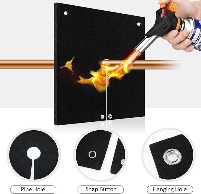 HVAC Tools Welding Blanket Fireproof, 1/5in(5mm) Opening Shape Soldering Mat, Welding Shield for Torch, Flame Protector, Welding Pad for Plumbing, Solder Plumbers HVAC Torch Protector
