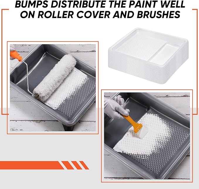 Geelin 40 Pcs 9 Inch Disposable Paint Tray Liner Heavy Duty Plastic Household Paint Pan Trays