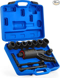 OMT 11pc 1" Drive Torque Multiplier Wrench Set, 6800 Nm Lug Nut Remover | 1:64 Labor Saving Ratio; 5015 Ft-Lb; 8 Sockets 21-38mm; 10.4" Extension Bar; Heavy Duty Tool For Semi Trucks, RVs, Buses