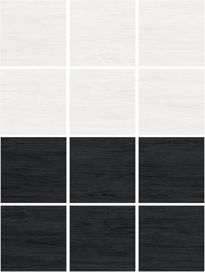 FloorPops x Chris Loves Julia 12-in by 12-in Lawrence Black Peel and Stick Floor Tiles, FP5059