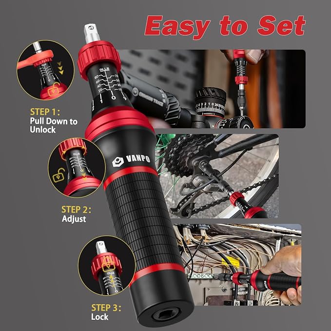 VANPO Torque Screwdriver Set 10-80 In-lb, 99-Piece Torque Driver Kit | with T-Bar & 1/4" Quick-Change Adapter, Precision Adjustable for Scope Mounting, Electronics Repair, Bicycle Maintenance