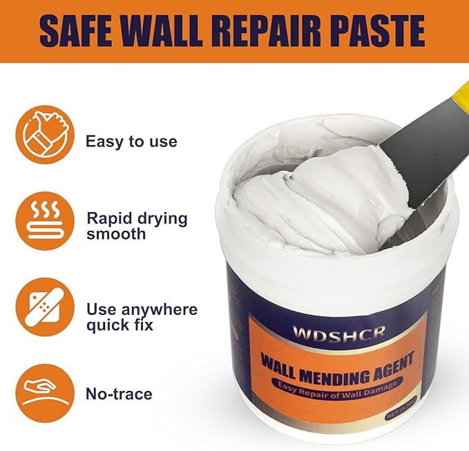 Drywall Repair Kit Drywall Hole Repair Patch Kits Wall Spackle Repair Paste with 8.5OZ White Wall Repair Putty with Scraper, Wall Surface Hole Fill Quick and Easy Solution (3Pack)