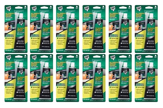 Dap 00688 All-Purpose Adhesive Sealant, 100% Silicone, 2.8-Ounce Tube - 12 Pack