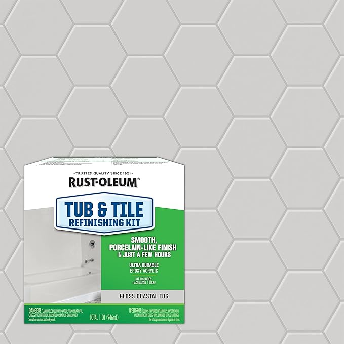 Rust-Oleum 384166 Tub And Tile Refinishing 2-Part Kit, Gloss Coastal Fog
