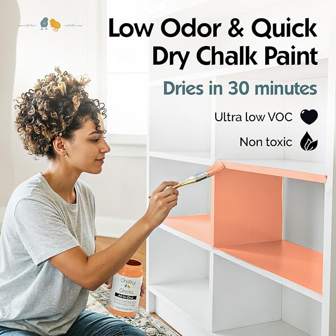 Chalky Chicks 4 Fl Oz Matte Gingers Blush Pink (Blush/Orange) Chalk Paint for Furniture Without Sanding - No Prep Furniture Paint No Sanding All in One for Crafts, Wood,Walls, Cabinet, Metal, Dresser