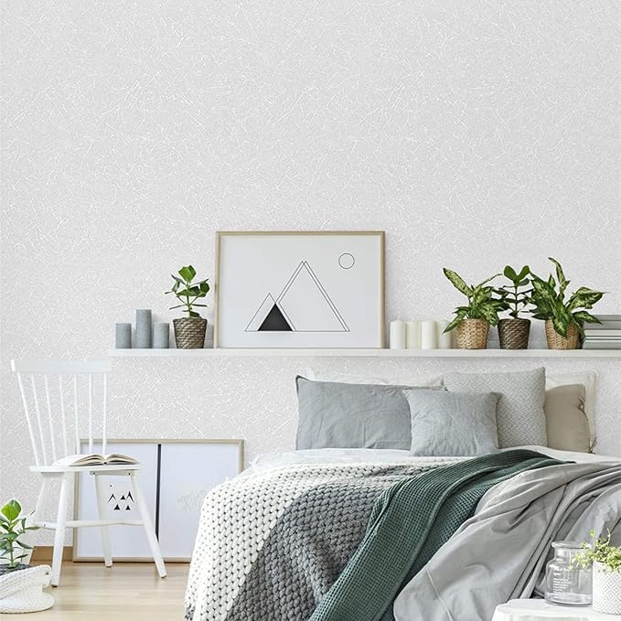 White Wallpaper Peel and Stick Silk Embossed Textured Contact Paper | 15.7" X 984.2" Removable Self Adhesive White Stick on Wallpaper Home Decorativon Kitchen Vinyl Film Shelf Liner Cabinet Paper