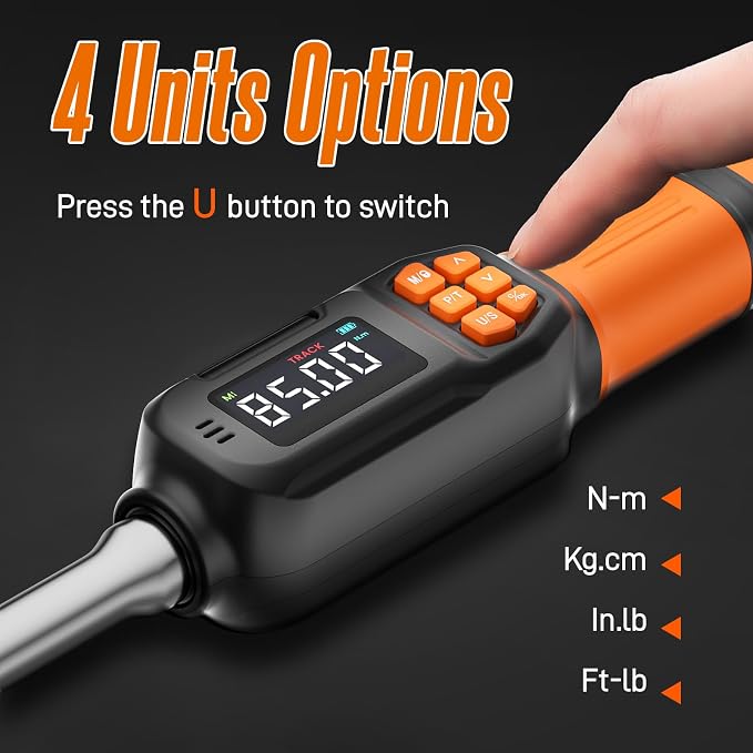 Digital Torque Wrench Set, 3.09-62.6 Ft.lb/4.2-85 Nm, 3/8" Drive Inch Pound Torque Wrench Electronic with Buzzer & LCD Indicator, Torque Wrench Set for Motor Cars Auto Repair