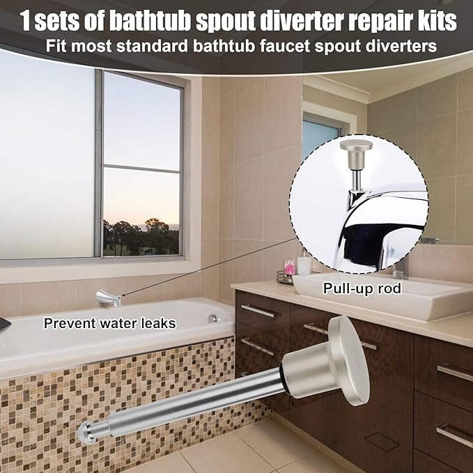 Tub Spout Diverter Repair Kit, Including Diverter Valve Stem and Seal Durable and Easy to Install Bathroom Shower Leaky Bathtub Faucet Bathtub Spout Repair Kit