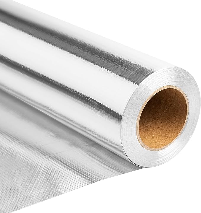 Sauna Foil Vapor Barrier, 4FT x 100FT 400 sqft Aluminum Insulation | Heavy-Duty Reflective Thermal Barrier Roll, Non-Perforated Aluminum Foil, Energy Saver for Sauna, Attic, Garage, Crawl Space