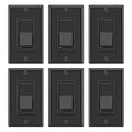 BESTTEN 6 Pack Dimmer Wall Light Switch, Compatible with Dimmable LED, CFL, Incandescent and Halogen Bulb, Single Pole or 3-Way Dimmer Switches, 120VAC, Decorator Wall Plate Included, Black