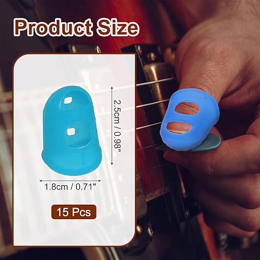 PATIKIL Finger Tip Covers Cots, Light Blue Silicone Finger Protectors Gloves Breathable Reusable Fingertip Caps with Air Holes for Dry Skin Finger Cracking, S, 15 Pcs