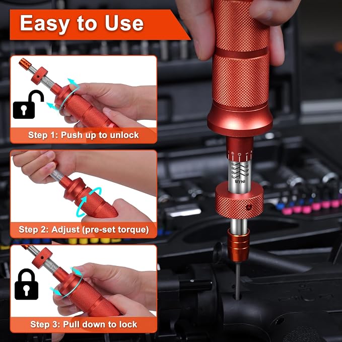 68Pcs Torque Screwdriver Wrench Set 10-70 IN.LB, Inch Pound Torque Driver | with S2 Steel Bits, 1/4" Drive, Magnetic Quick-Release Adapter for Bike Repair, Mounting and Maintenance