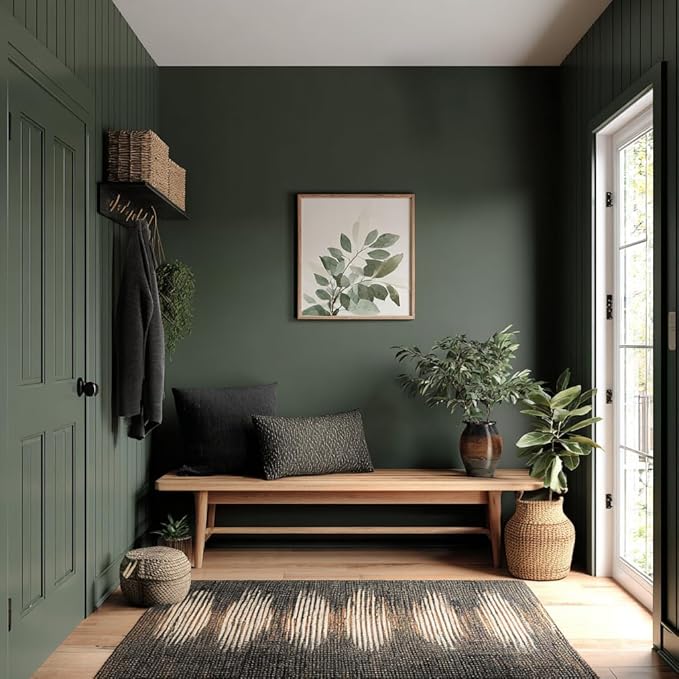 EVOLVE Interior Paint & Primer, Eggshell (Ivy Green), 1 Gallon – One-Coat Coverage, Excellent Hide, Low VOC, Low Odor, Washable Paint for Walls, Doors & Trim