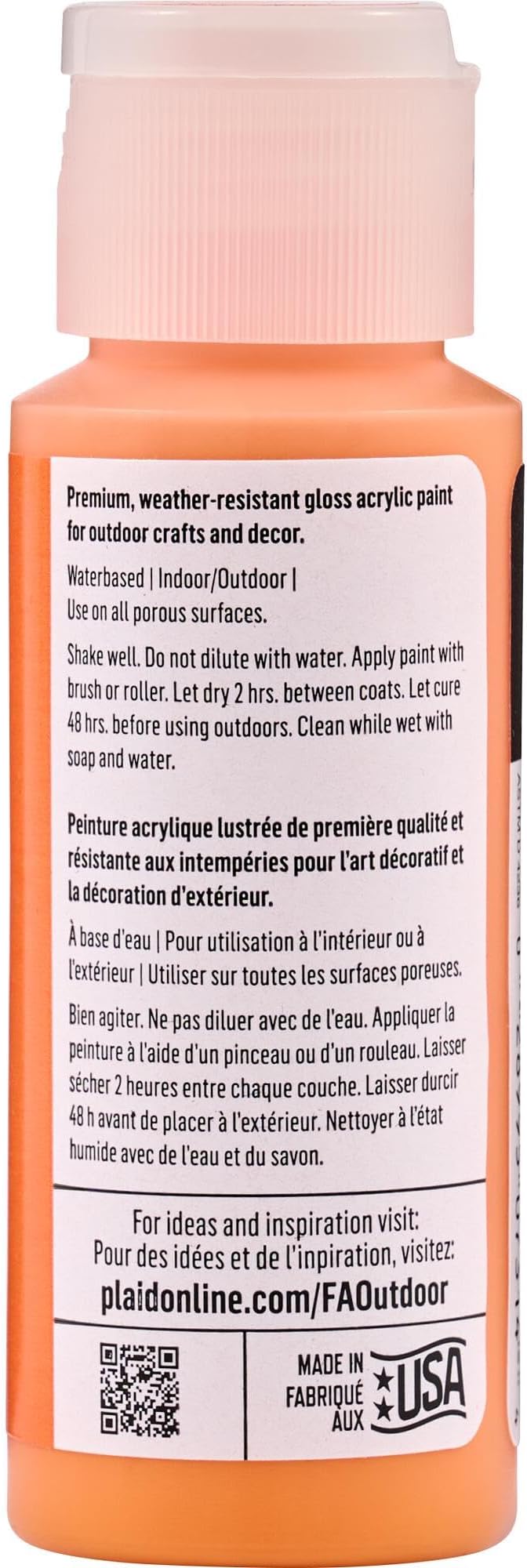 FolkArt Outdoor Acrylic Craft Paint, Gloss Finish, Firepit Flame, 2 fl oz