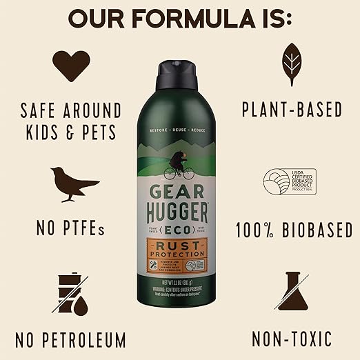 Gear Hugger Rust Protection (11 oz, Pack of 2), Rust Remover & Rust Prevention Spray - Eco-Friendly Anti Rust Spray, No Petroleum, No PTFE, Plant Based
