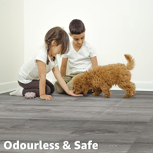 Art3d Peel and Stick Vinyl Floor Tiles 60-Pack 12 x 12 inch, Self Adhesive Waterproof Flooring Wood Planks for Kitchen, Dining Room, Bedrooms, Cover 60 Sq. Ft, Taupe Ash