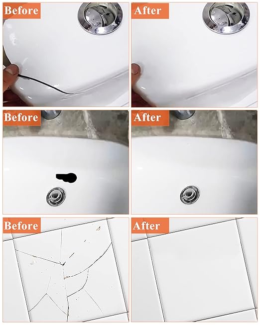Bath Repair Kit White, Endhokn Enamel, Porcelain, Acrylic, Fiberglass, Ceramic Sink, Tub Tile Toilet Shower Kit & Tray & Chip & Pedestal Crack Hole Scratches Repair