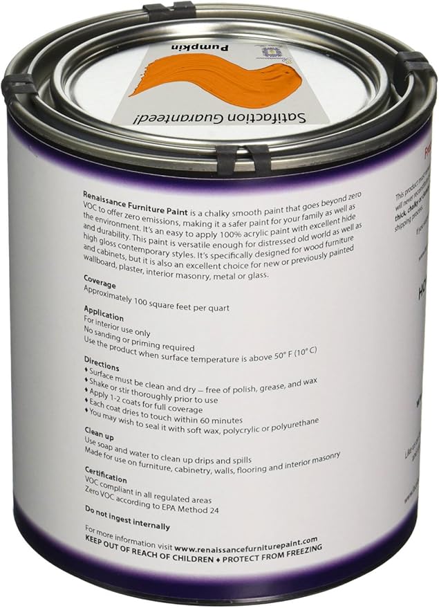 Retique It® Chalk Finish Paint by Renaissance, 16oz Pumpkin - Non Toxic, Eco-Friendly Chalk Furniture & Cabinet Paint - 16 oz (Pint), Pumpkin