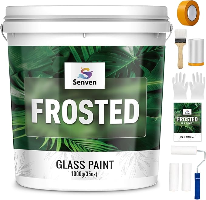 Frosted Glass Paint 35 Fl Oz Window Privacy Paint Frosted Glass Paint Kit Waterproof UV Resistant Frost Paints for Window Privacy Film Windows Frosting for Home Bathroom Kitchen Office Window Frosting