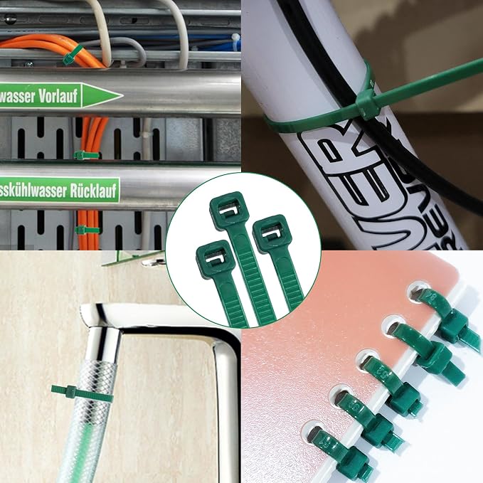 Zip Ties 8 inch, 1000 Pack Green Zip Ties,Green Cable Ties Self-Locking Nylon Cable Ties with 40 lbs Tensile Strength,Wire Ties for indoor and outdoor use.