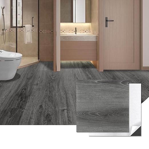 Art3d Peel and Stick Vinyl Floor Tiles 30-Pack 12 x 12 inch, Self Adhesive Waterproof Flooring Wood Planks for Kitchen, Dining Room, Bedrooms, Cover 30 Sq.Ft, Grey Oak