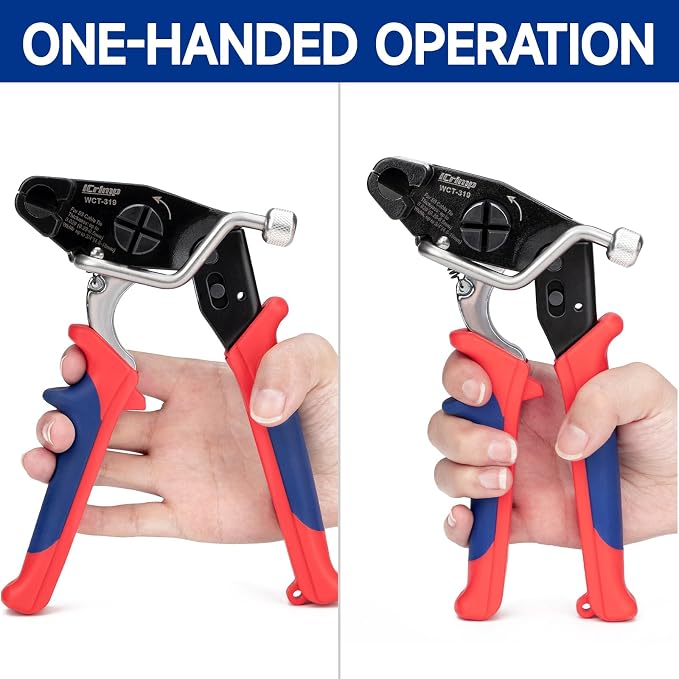 IWISS WCT-319 Stainless Steel Cable Tie Gun for Tensioning, Cutting, Removing Cable Ties up to 3/4'' Width, One Handed Bundling