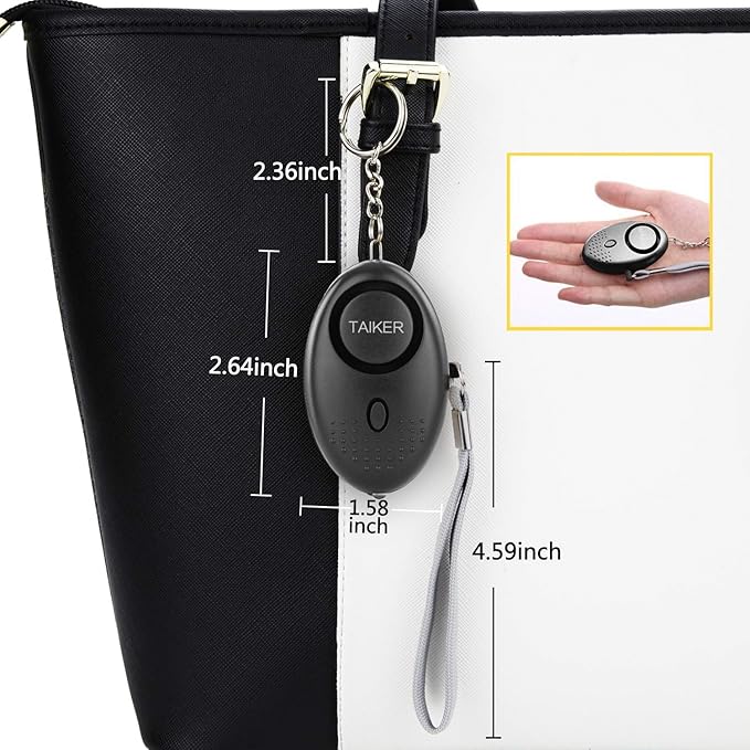 Personal Alarm for Women 140DB Emergency Self-Defense Security Alarm Keychain with LED Light for Women Kids and Elders-2 Pack (Black & White)