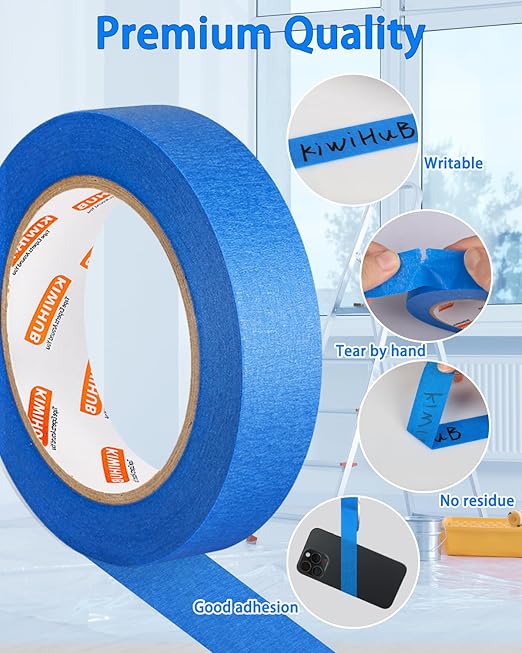 Blue Painters Tape - 20 Rolls Masking Tape 1 inch Wide, Multi-Surface No Residue Blue Tape for Walls, Painting, Packing & Automotive 0.94 Inch x 1100 Yards
