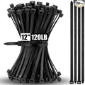 Reallnaive 250 Pcs 12 Inch Zip Ties Heavy Duty 120 Lbs Tensile Strength Black Nylon Wire Cable Ties Bulk for Indoor Outdoor