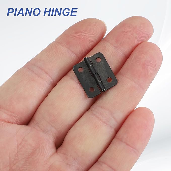 MECCANIXITY Small Butt Hinges 3/4 Inch Mini Jewelry Box Hinge with Screw for Jewelry Wooden Boxes Cabinet Drawer Doors Gate (Black, Pack of 12)