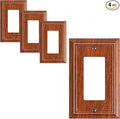 4-Pack Decorator Outlet Cover Plate, Wood Grain Decorative Switch Plates and Outlet Covers, Durable Natural Bamboo Fiber Wall Plates for Electrical Outlets, Receptacle, GFCI Outlet, Dimmer Switch