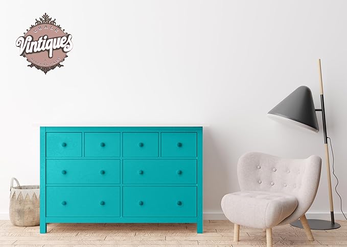 Vintiques Chalk & Mineral Paint, Hot Teal, 32oz - Matte Finish- Easy Application for DIY Projects - Furniture, Wood, Metal, Home Decor and More - includes color card