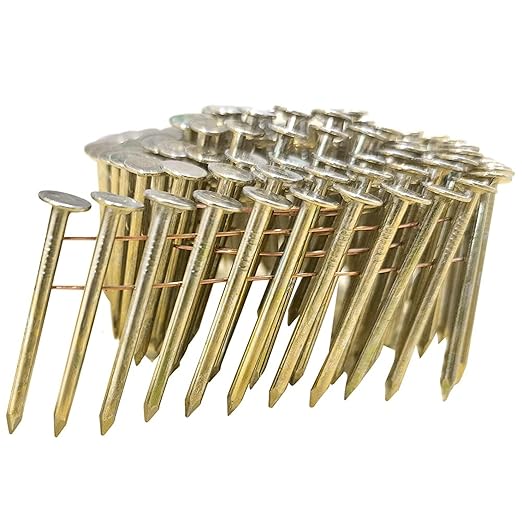 meite Coil Roofing Nails 1-1/2 Inch 15 Degree Electro Galvanized Coil Nails for Pneumatic or Cordless Roofing Nailer Gun, Big Head Wire-Collated Roofing Nails for Lathing Sheathing 2,880PCS