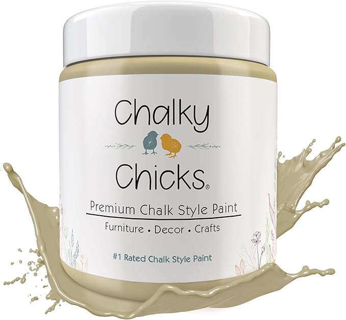 Chalky Chicks 16 Fl Oz Matte Olive Wood (Taupe) Chalk Paint for Furniture Without Sanding - No Prep Furniture Paint No Sanding All in One for Crafts, Wood, Walls, Cabinet, Metal, Dresser, Farmhouse