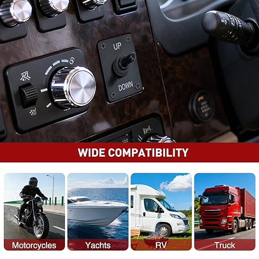 Nilight Heavy Duty Momentary Toggle Switch Waterproof 3 Pin 3 Position (ON)-Off-(ON) SPDT 12V DC 30A with Up-Down Mounting Panel and Weatherproof Cap Cover for Auto Car Marine Boat Automotive