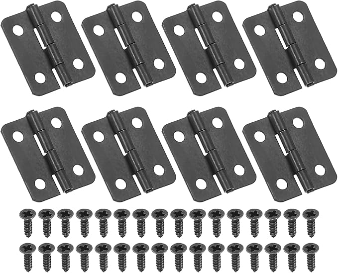 PATIKIL Small Butt Hinges 3/4 Inch, 8 Pack Mini Jewelry Box Hinge with Screw for Jewelry Wooden Boxes Cabinet Drawer Doors Gate, Black