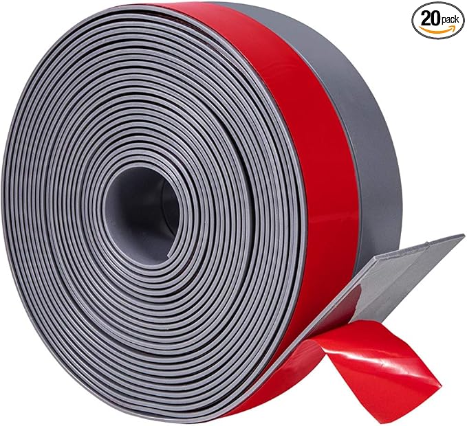 TORRAMI Silicone Door Sweep Draft Stopper 2 inch Width 20 Feet Length,Seal Insulation for Door Under Bottom, Gap, Side, Glass Shower Door, Sliding Door,Grey
