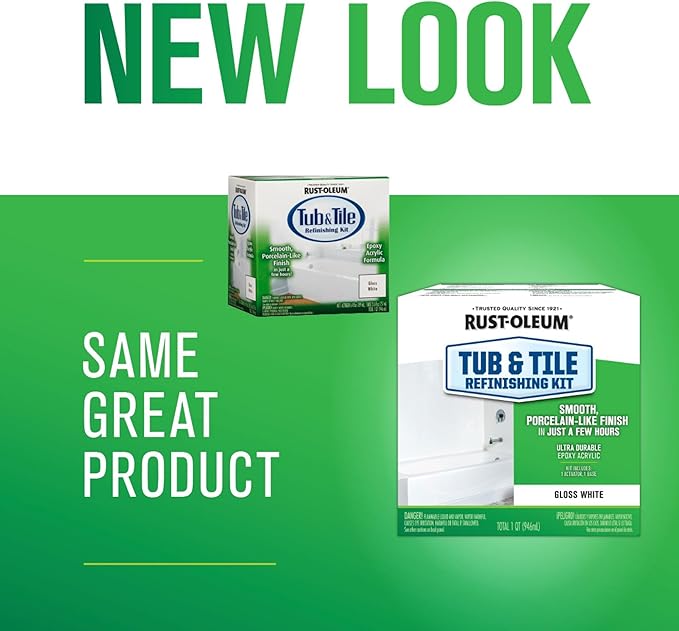 Rust-Oleum 384165 Tub And Tile Refinishing 2-Part Kit, 32 oz, Gloss White