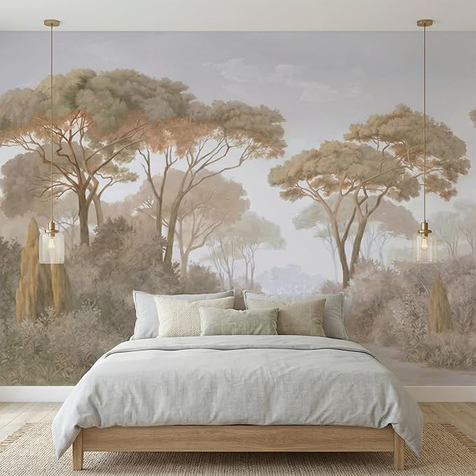 MFWFM Forest Peel and Stick Wallpaper Vintage Jungle Landscape Wall Mural | 157"x110", for Bedroom Living Room Bathroom, Self Adhesive Canvas