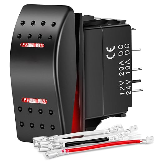 Nilight Waterproof Rocker Switch Toggle ON Off ON Switches DPDT 7Pin 12V 24V Jumper Wires Winch Pump Switch for Cars Trucks Caravans Boats RV SUV ATV UTV