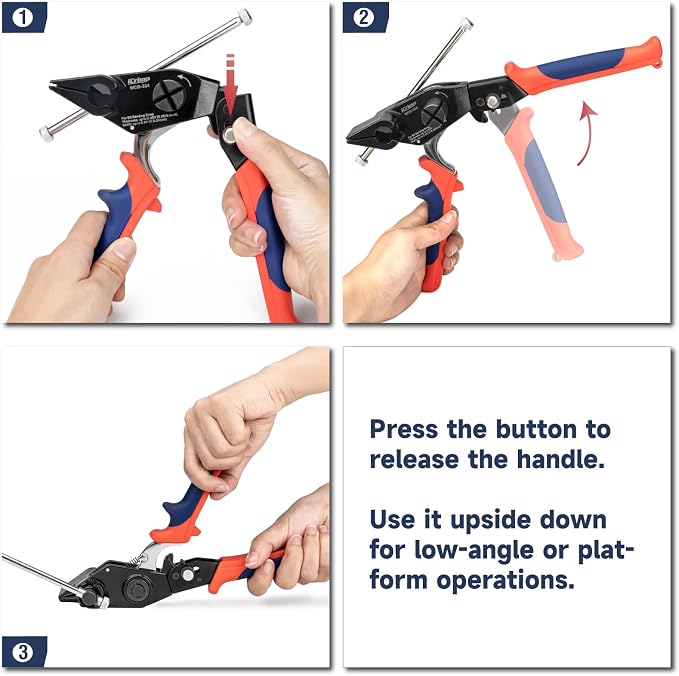 iCrimp Steel Strapping Banding Tool, Metal Tensioner Built-In Cutter | for 0.18" to 0.94" Width Stainless Steel Tie, Suitable for Cable Grips, Automotive Wire Harness, Utility Poles, WCB-324