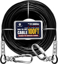 Tie Out Cable for Dogs Up to 300lbs,100ft Extra Strong 1000lbs Break Strength Tie-Out Tether Trolley Training Lead,Dog Run Cable for Yard Garden Park Camping Outside (Black, 300lbs 100ft)